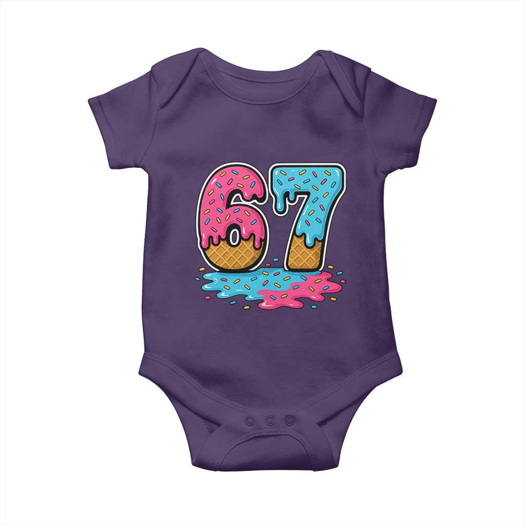 Funny 67 Ice Cream Drip Meme Six Seven Gen Alpha Slang Baby Onesie - Wonder Print Shop
