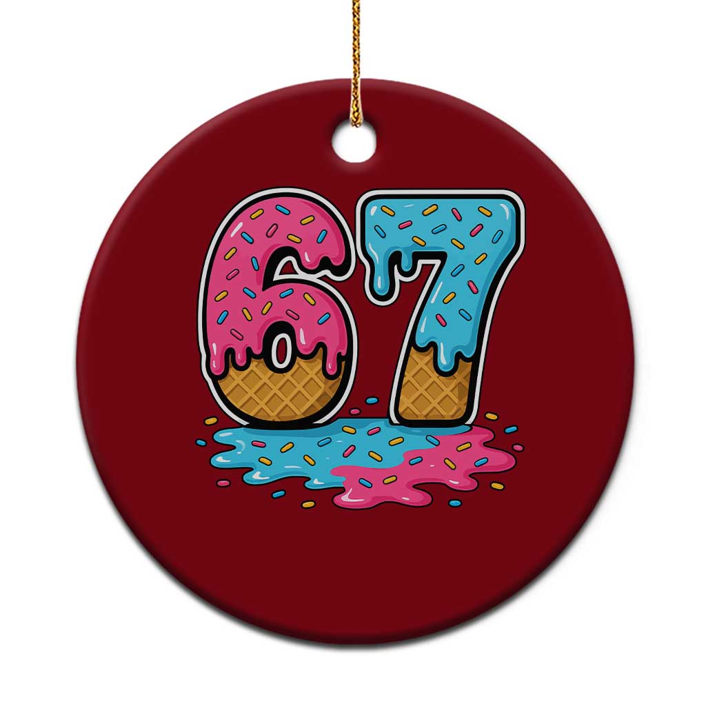 Funny 67 Ice Cream Drip Meme Six Seven Gen Alpha Slang Ceramic Ornament - Wonder Print Shop