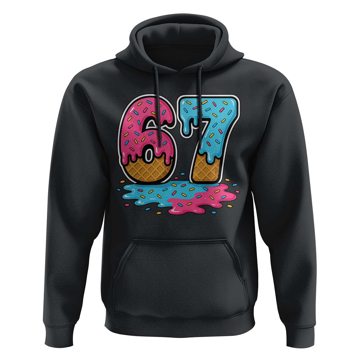 Funny 67 Ice Cream Drip Meme Six Seven Gen Alpha Slang Hoodie - Wonder Print Shop