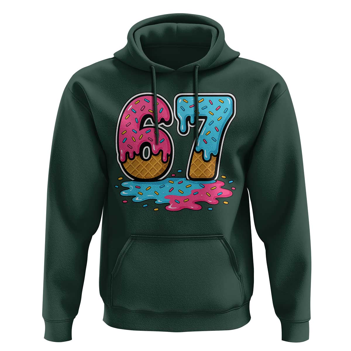 Funny 67 Ice Cream Drip Meme Six Seven Gen Alpha Slang Hoodie - Wonder Print Shop