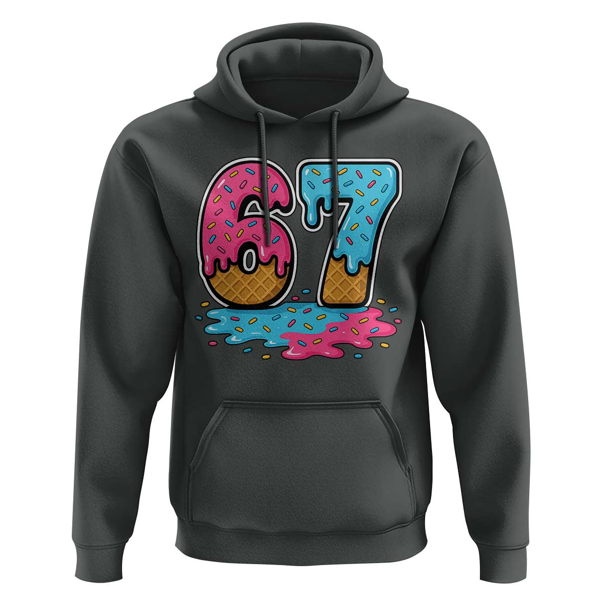 Funny 67 Ice Cream Drip Meme Six Seven Gen Alpha Slang Hoodie - Wonder Print Shop