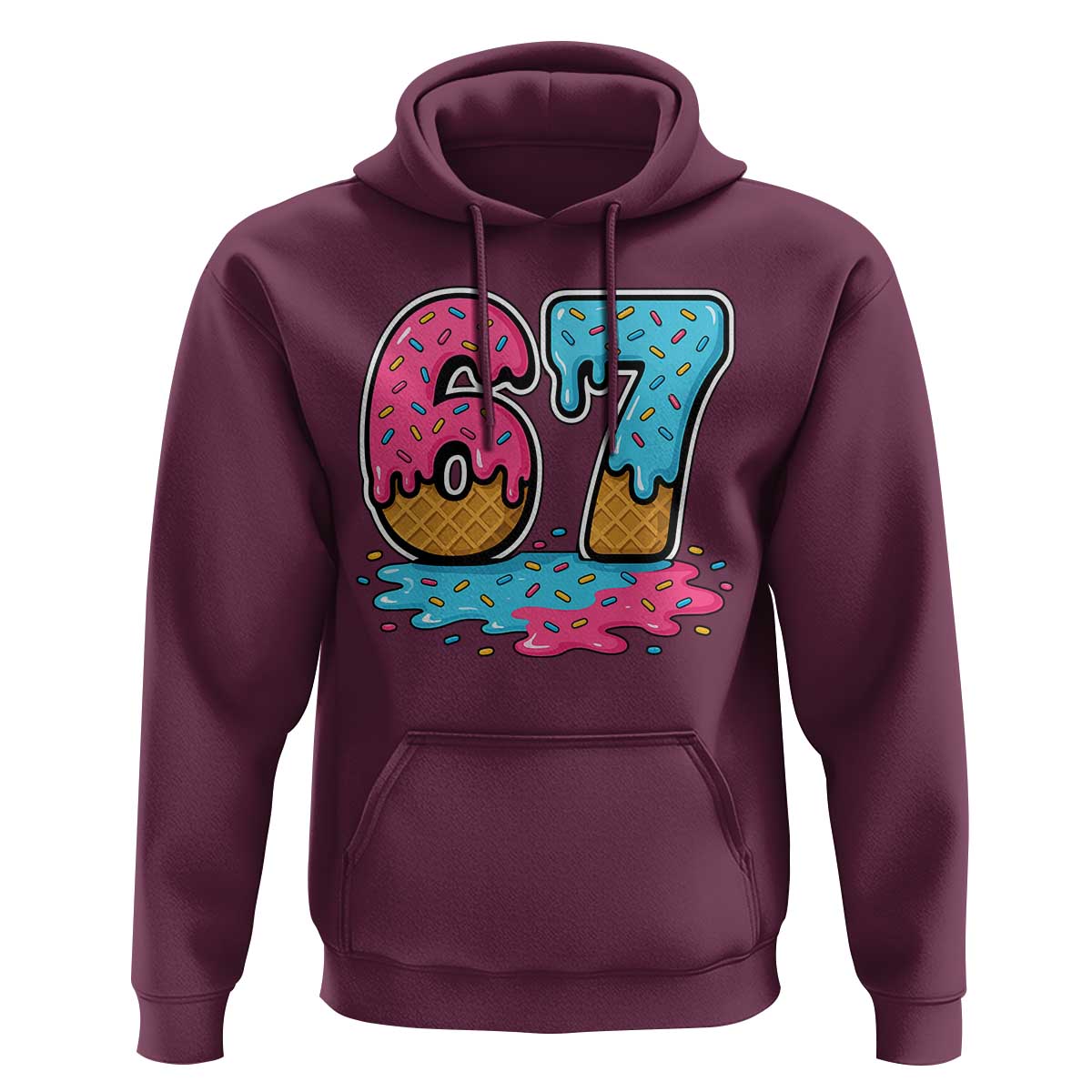 Funny 67 Ice Cream Drip Meme Six Seven Gen Alpha Slang Hoodie - Wonder Print Shop