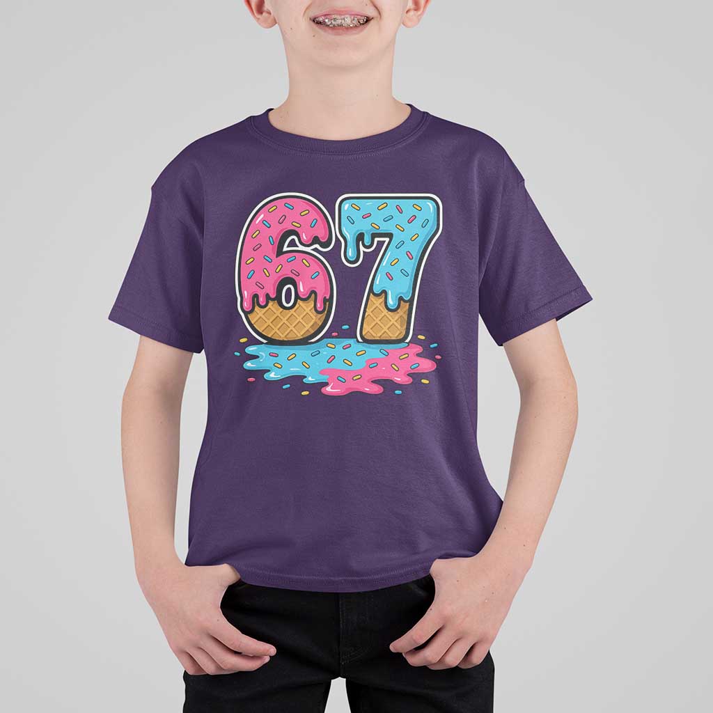 Funny 67 Ice Cream Drip Meme Six Seven Gen Alpha Slang T Shirt For Kid - Wonder Print Shop