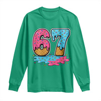 Funny 67 Ice Cream Drip Meme Six Seven Gen Alpha Slang Long Sleeve Shirt - Wonder Print Shop