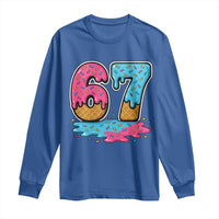 Funny 67 Ice Cream Drip Meme Six Seven Gen Alpha Slang Long Sleeve Shirt - Wonder Print Shop