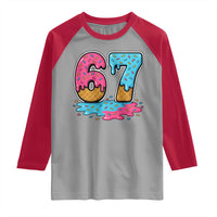 Funny 67 Ice Cream Drip Meme Six Seven Gen Alpha Slang Raglan Shirt - Wonder Print Shop