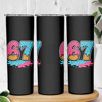 Funny 67 Ice Cream Drip Meme Six Seven Gen Alpha Slang Skinny Tumbler - Wonder Print Shop