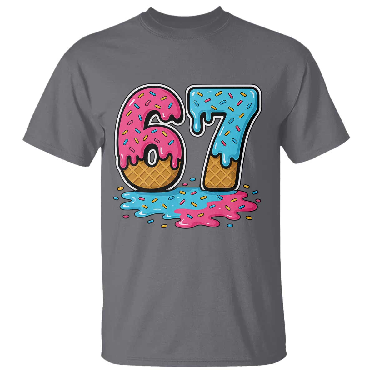 Funny 67 Ice Cream Drip Meme Six Seven Gen Alpha Slang T Shirt - Wonder Print Shop
