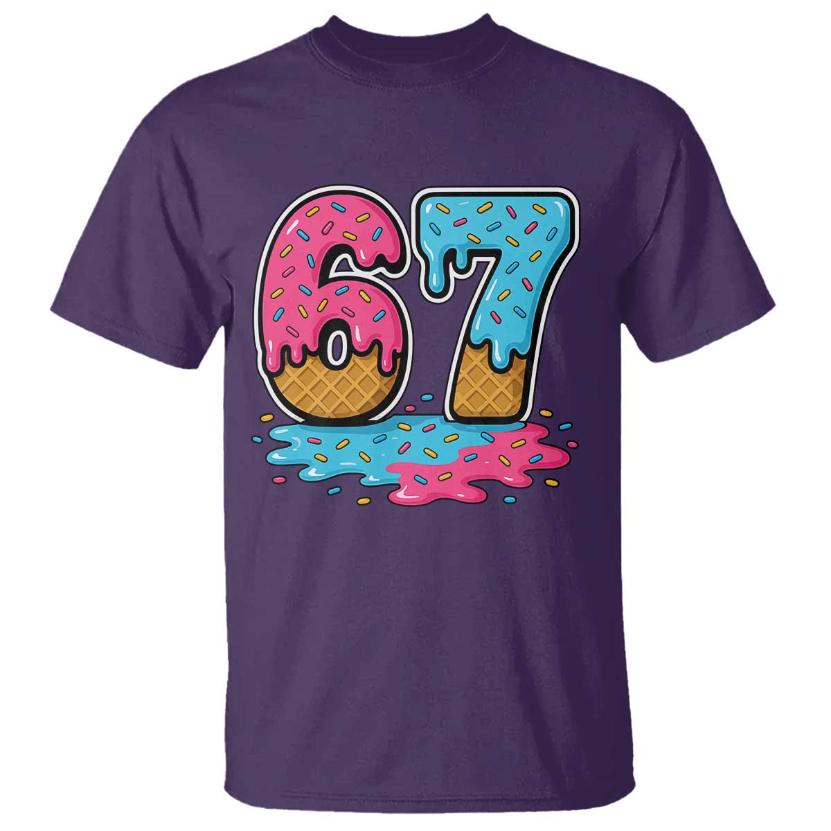 Funny 67 Ice Cream Drip Meme Six Seven Gen Alpha Slang T Shirt - Wonder Print Shop