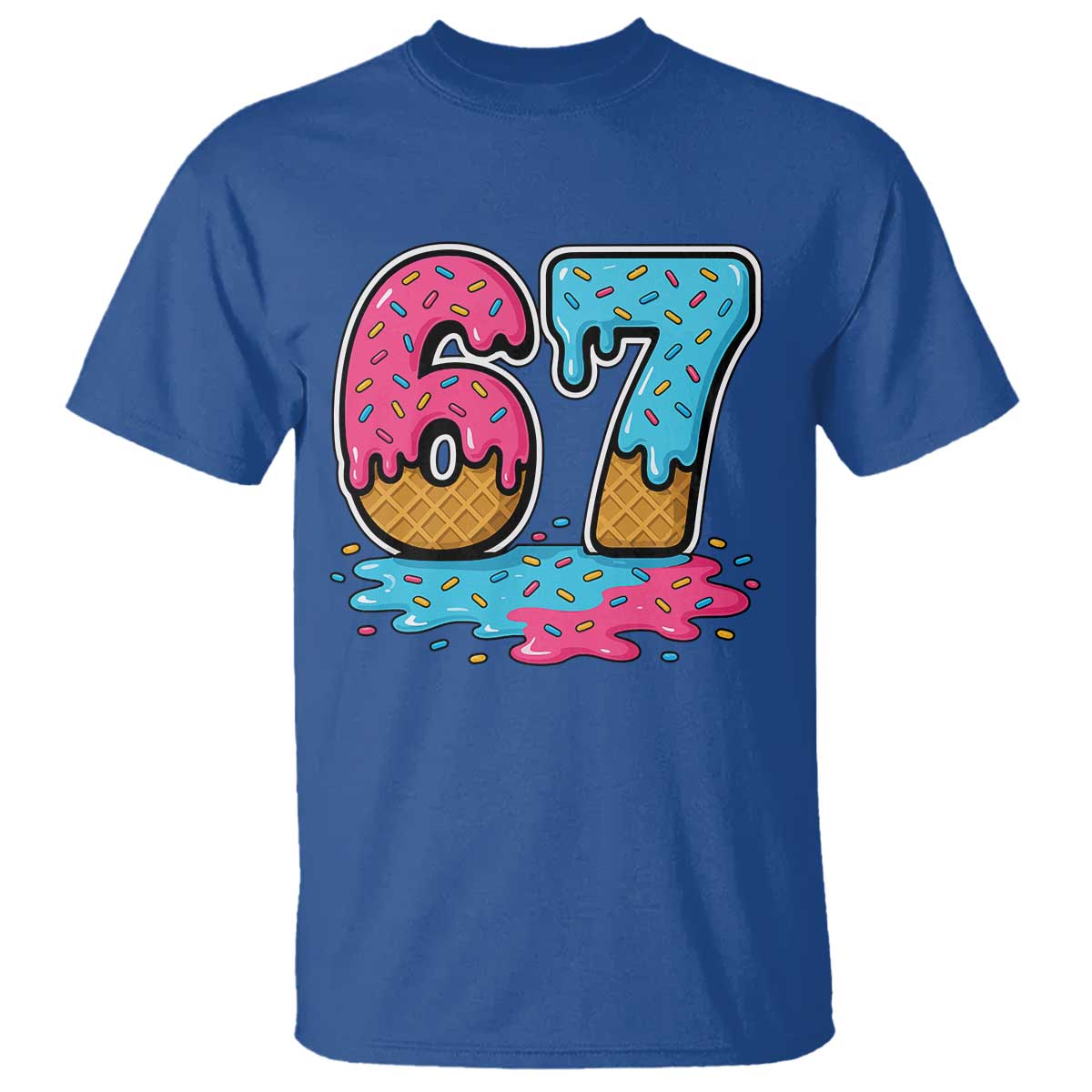 Funny 67 Ice Cream Drip Meme Six Seven Gen Alpha Slang T Shirt - Wonder Print Shop