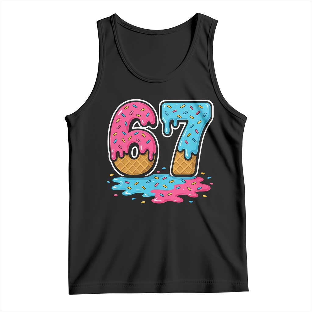 Funny 67 Ice Cream Drip Meme Six Seven Gen Alpha Slang Tank Top - Wonder Print Shop