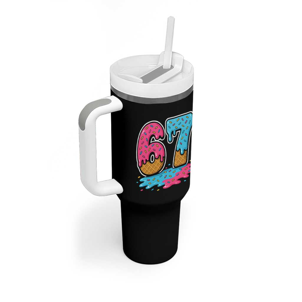 Funny 67 Ice Cream Drip Meme Six Seven Gen Alpha Slang Tumbler With Handle - Wonder Print Shop
