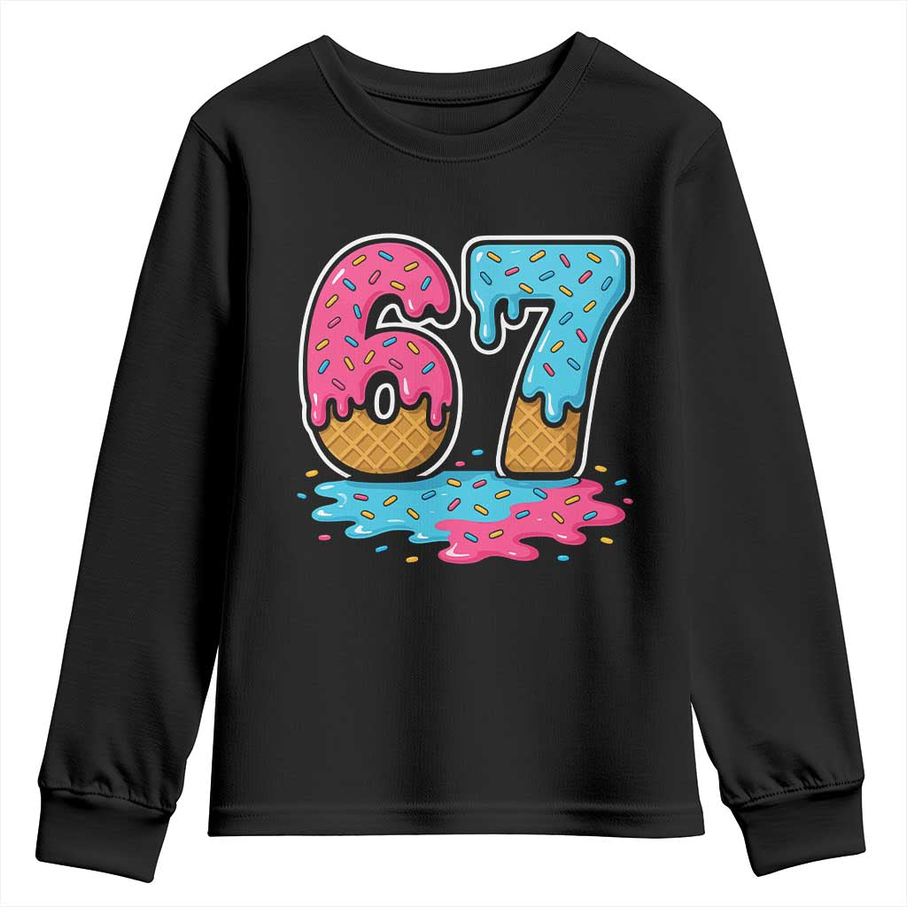 Funny 67 Ice Cream Drip Meme Six Seven Gen Alpha Slang Youth Sweatshirt - Wonder Print Shop