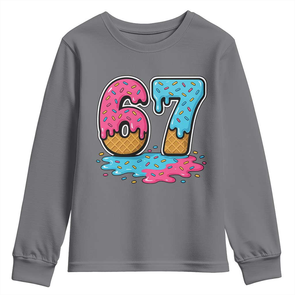 Funny 67 Ice Cream Drip Meme Six Seven Gen Alpha Slang Youth Sweatshirt - Wonder Print Shop