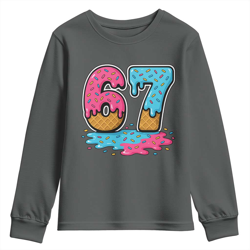 Funny 67 Ice Cream Drip Meme Six Seven Gen Alpha Slang Youth Sweatshirt - Wonder Print Shop