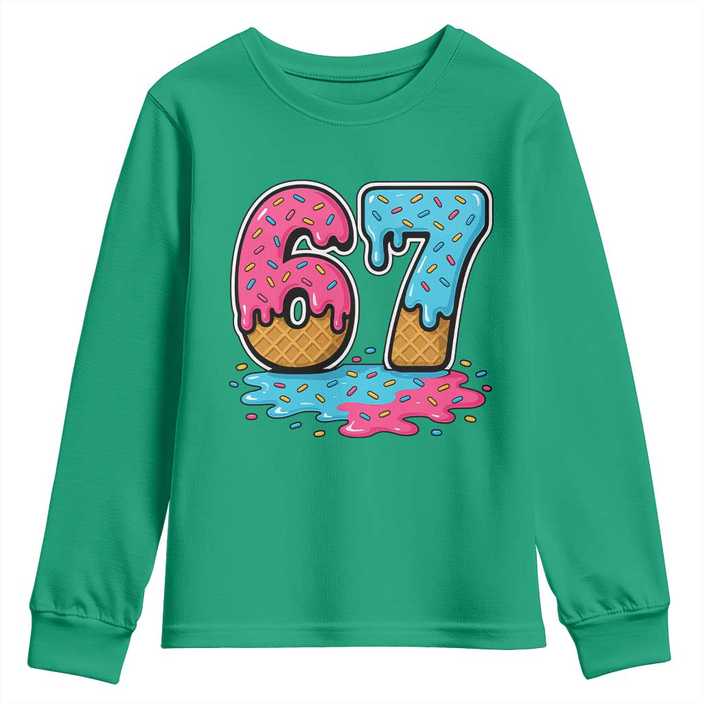 Funny 67 Ice Cream Drip Meme Six Seven Gen Alpha Slang Youth Sweatshirt - Wonder Print Shop