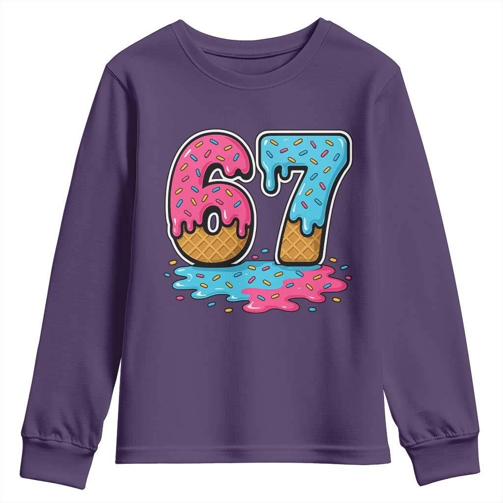 Funny 67 Ice Cream Drip Meme Six Seven Gen Alpha Slang Youth Sweatshirt - Wonder Print Shop