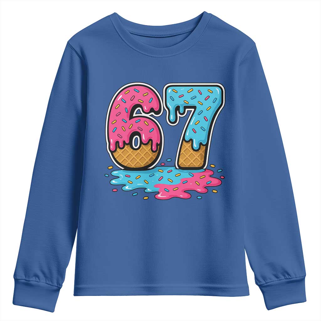 Funny 67 Ice Cream Drip Meme Six Seven Gen Alpha Slang Youth Sweatshirt - Wonder Print Shop