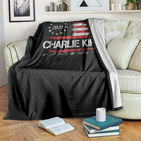 Charlie Kirk 2025 Throw Blanket Freedom Vintage American Flag - Wonder Print Shop