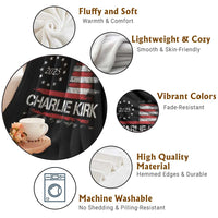 Charlie Kirk 2025 Throw Blanket Freedom Vintage American Flag - Wonder Print Shop
