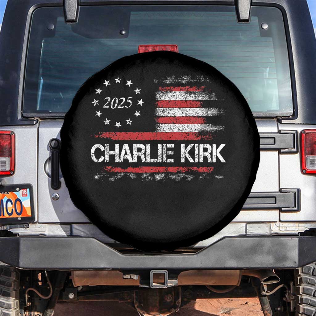 Charlie Kirk 2025 Spare Tire Cover Freedom Vintage American Flag - Wonder Print Shop
