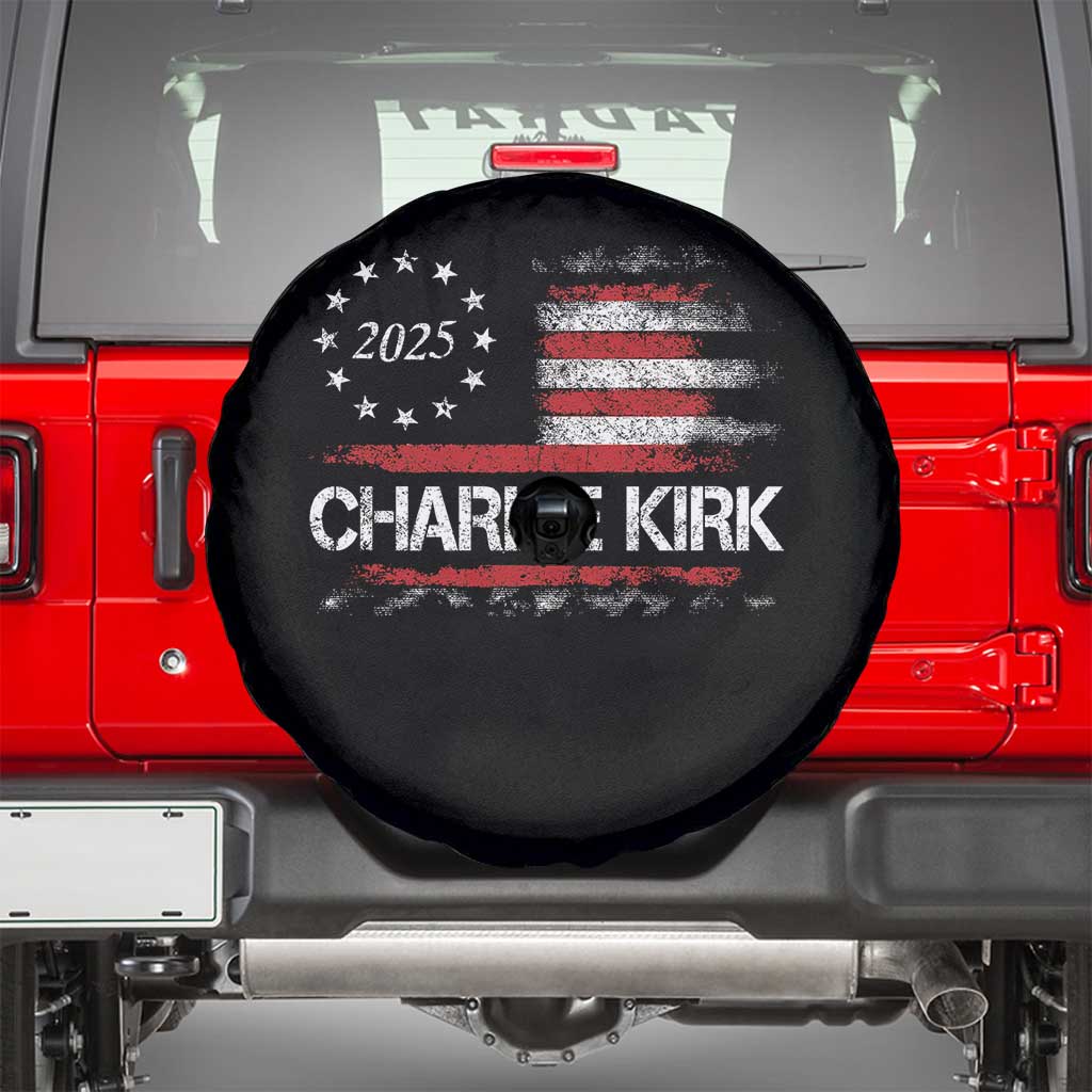 Charlie Kirk 2025 Spare Tire Cover Freedom Vintage American Flag - Wonder Print Shop