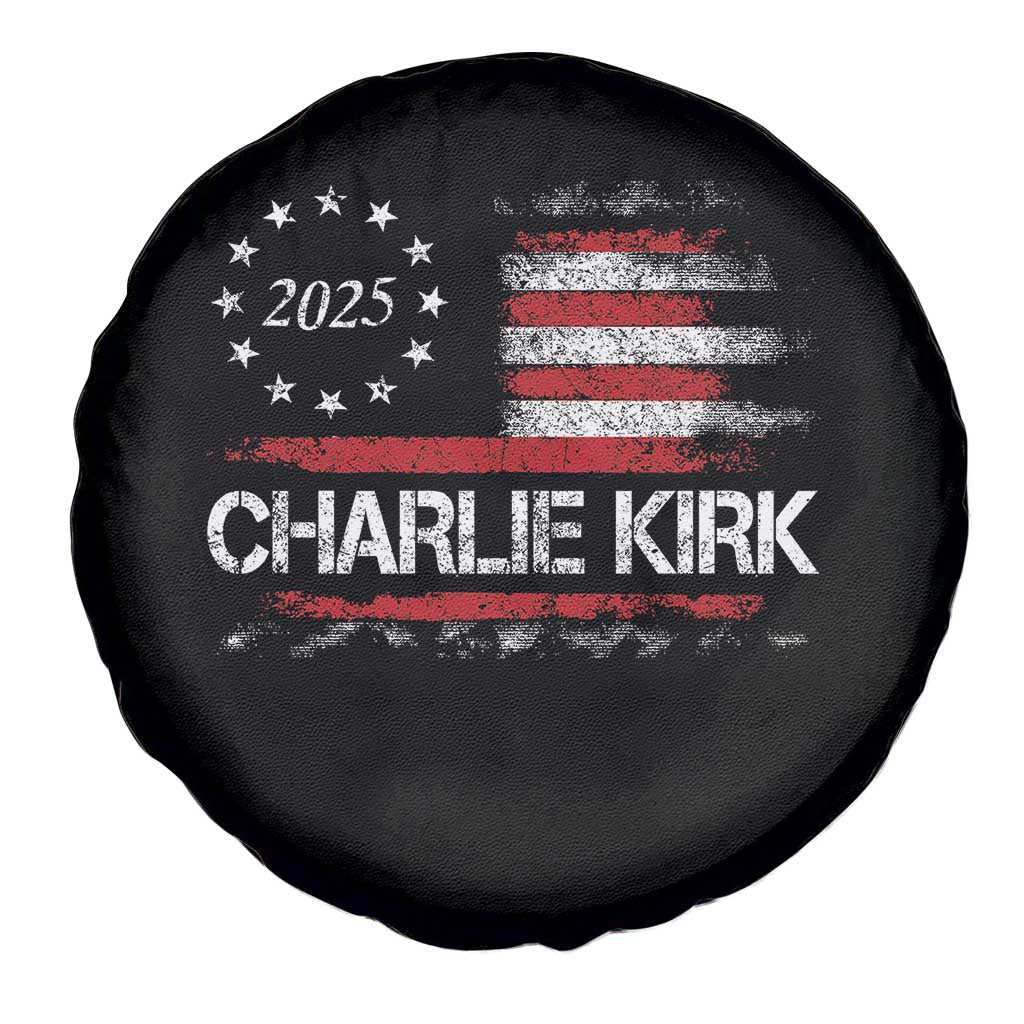 Charlie Kirk 2025 Spare Tire Cover Freedom Vintage American Flag - Wonder Print Shop