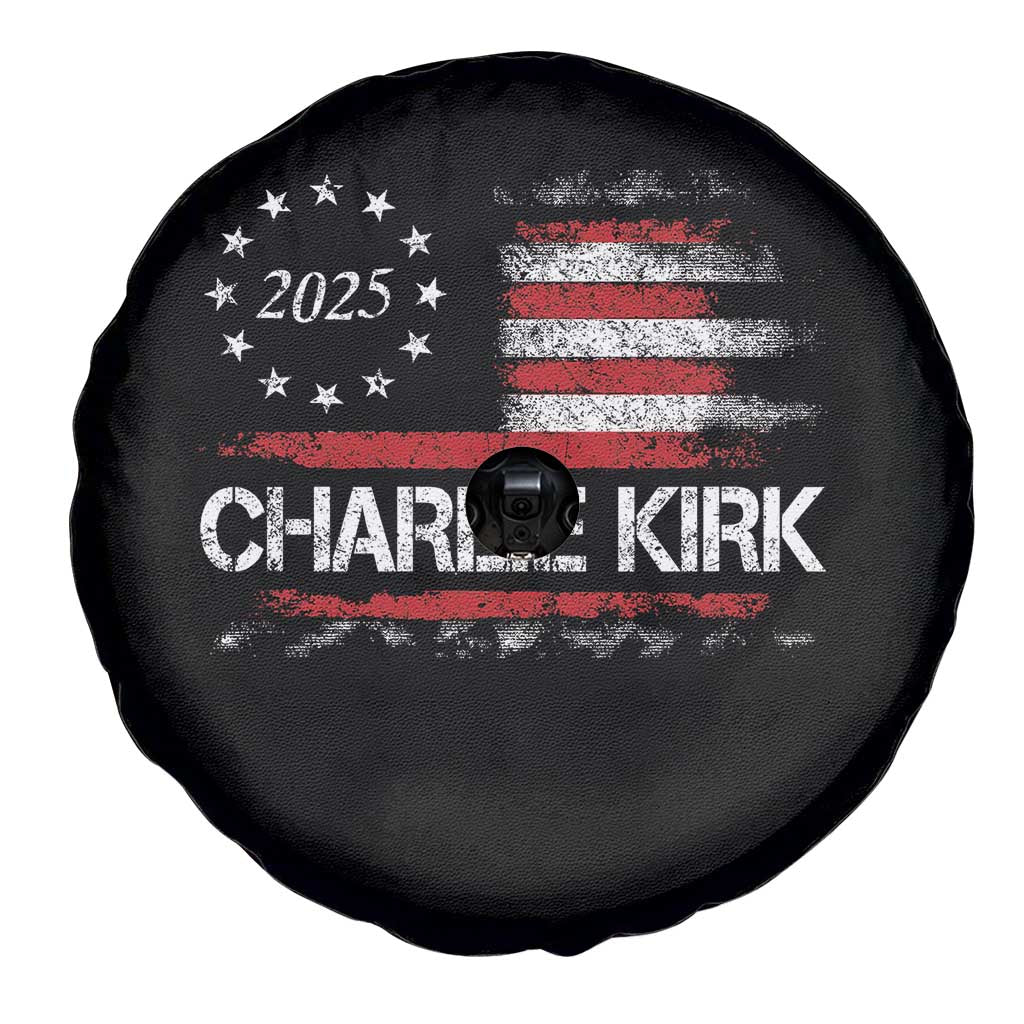 Charlie Kirk 2025 Spare Tire Cover Freedom Vintage American Flag - Wonder Print Shop