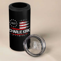 Charlie Kirk 2025 4 in 1 Can Cooler Tumbler Freedom Vintage American Flag - Wonder Print Shop