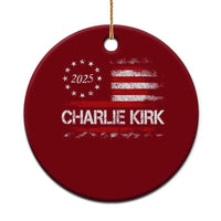 Charlie Kirk 2025 Ceramic Ornament Freedom Vintage American Flag - Wonder Print Shop