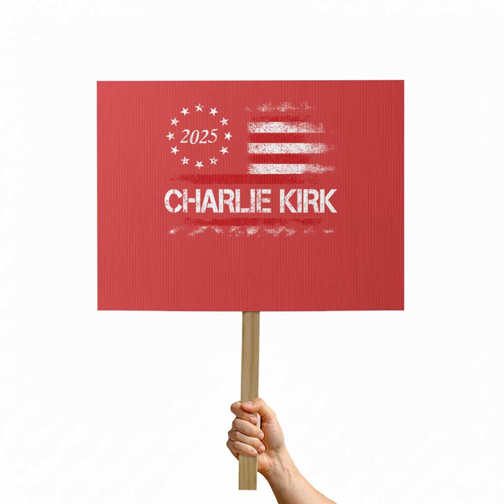Charlie Kirk 2025 Protest Sign Freedom Vintage American Flag - Wonder Print Shop