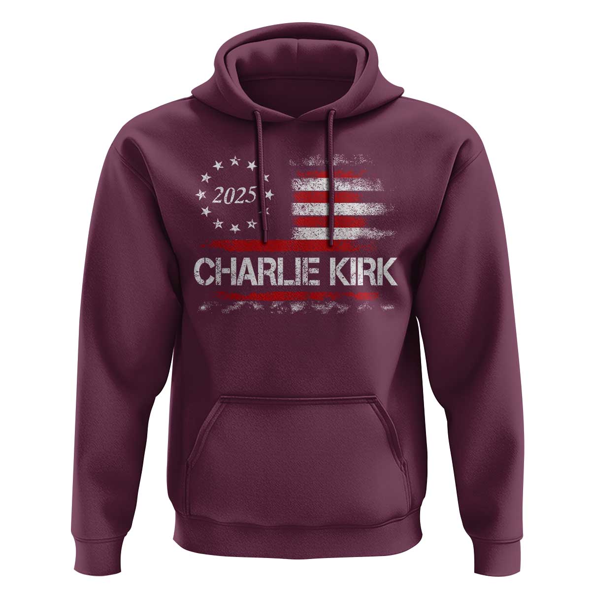 Charlie Kirk 2025 Hoodie Freedom Vintage American Flag - Wonder Print Shop