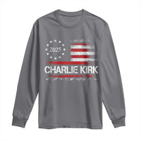 Charlie Kirk 2025 Long Sleeve Shirt Freedom Vintage American Flag - Wonder Print Shop