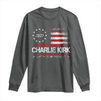 Charlie Kirk 2025 Long Sleeve Shirt Freedom Vintage American Flag - Wonder Print Shop