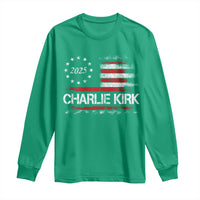 Charlie Kirk 2025 Long Sleeve Shirt Freedom Vintage American Flag - Wonder Print Shop
