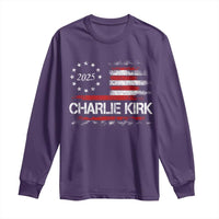 Charlie Kirk 2025 Long Sleeve Shirt Freedom Vintage American Flag - Wonder Print Shop