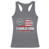 Charlie Kirk 2025 Racerback Tank Top Freedom Vintage American Flag - Wonder Print Shop