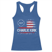 Charlie Kirk 2025 Racerback Tank Top Freedom Vintage American Flag - Wonder Print Shop