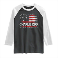 Charlie Kirk 2025 Raglan Shirt Freedom Vintage American Flag - Wonder Print Shop