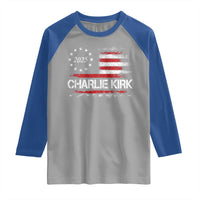 Charlie Kirk 2025 Raglan Shirt Freedom Vintage American Flag - Wonder Print Shop