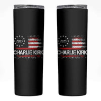 Charlie Kirk 2025 Skinny Tumbler Freedom Vintage American Flag - Wonder Print Shop