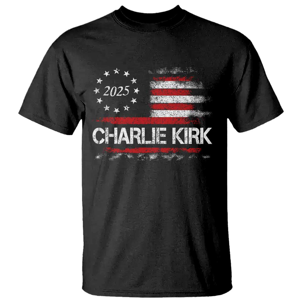 Charlie Kirk 2025 T Shirt Freedom Vintage American Flag - Wonder Print Shop