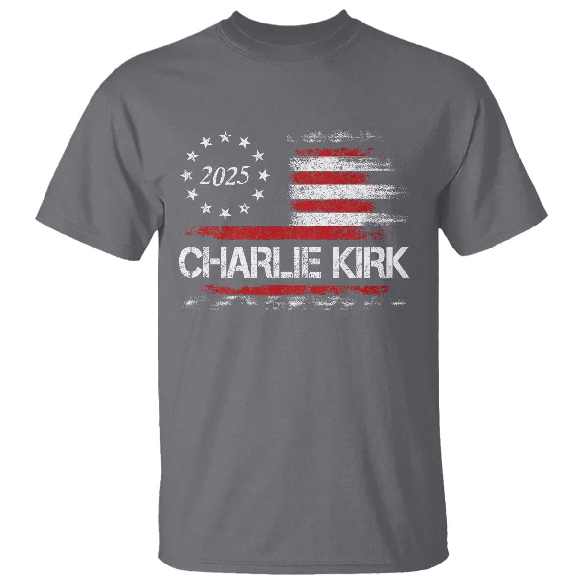 Charlie Kirk 2025 T Shirt Freedom Vintage American Flag - Wonder Print Shop