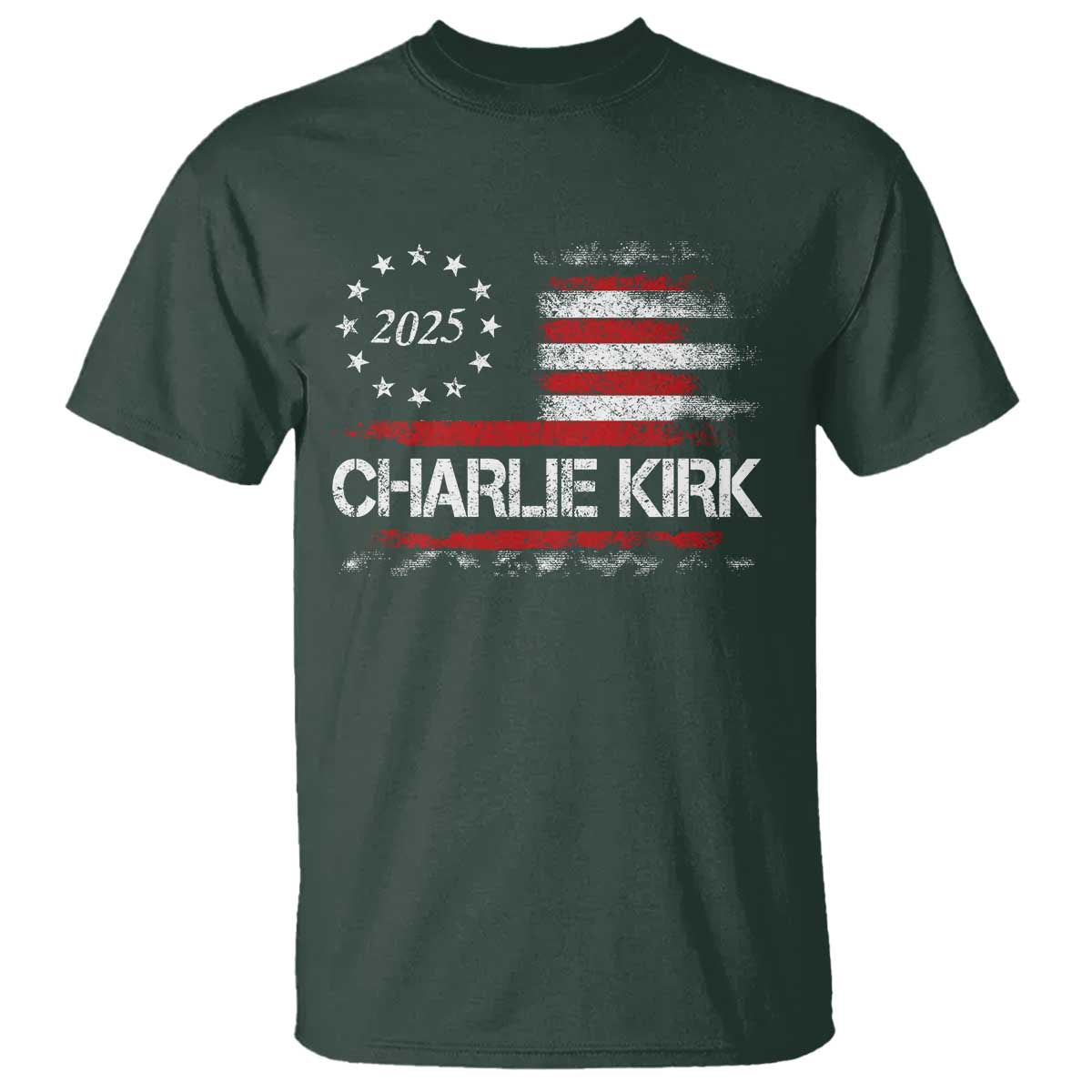 Charlie Kirk 2025 T Shirt Freedom Vintage American Flag - Wonder Print Shop