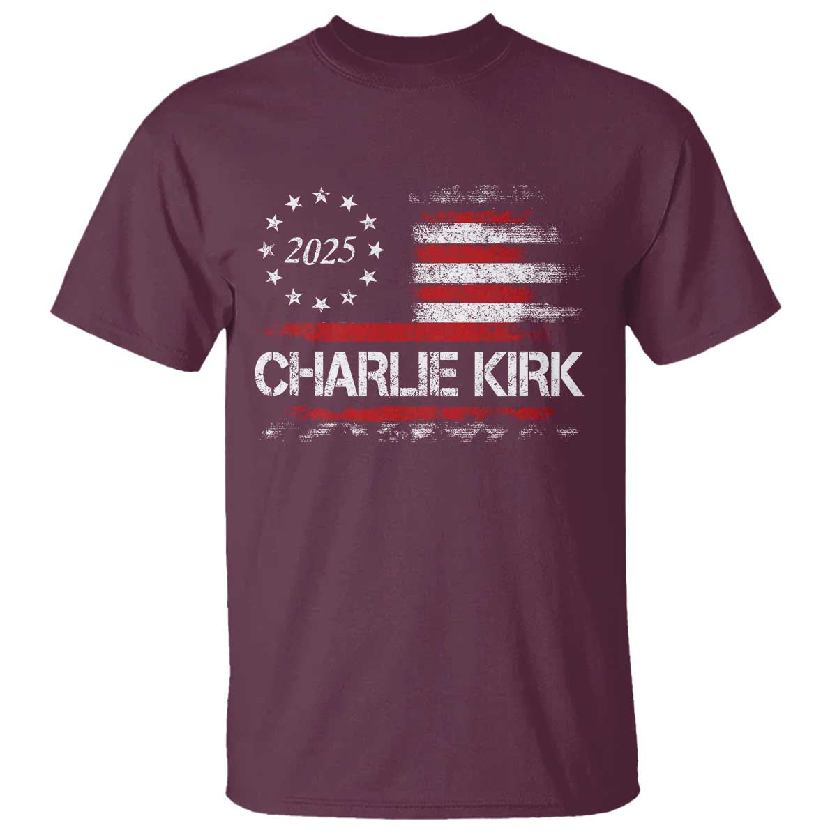 Charlie Kirk 2025 T Shirt Freedom Vintage American Flag - Wonder Print Shop