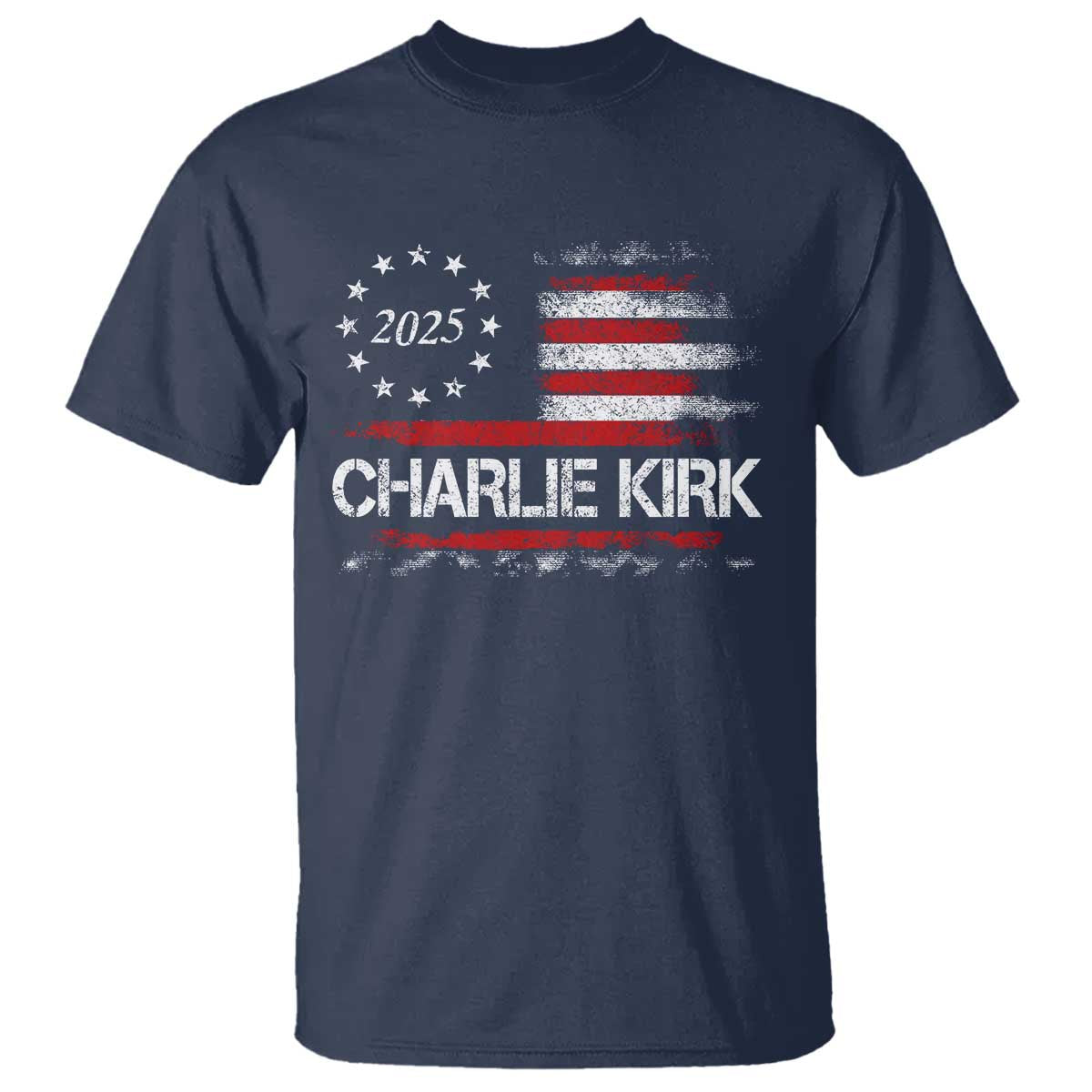 Charlie Kirk 2025 T Shirt Freedom Vintage American Flag - Wonder Print Shop