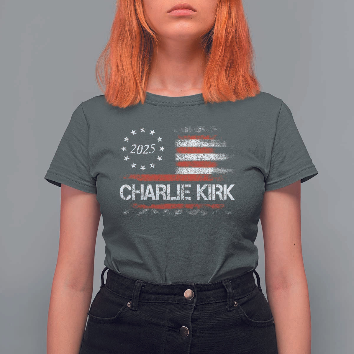 Charlie Kirk 2025 T Shirt For Women Freedom Vintage American Flag - Wonder Print Shop