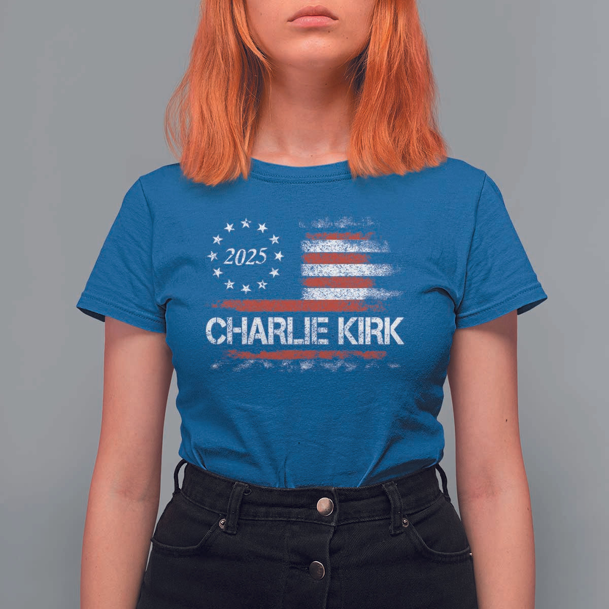 Charlie Kirk 2025 T Shirt For Women Freedom Vintage American Flag - Wonder Print Shop