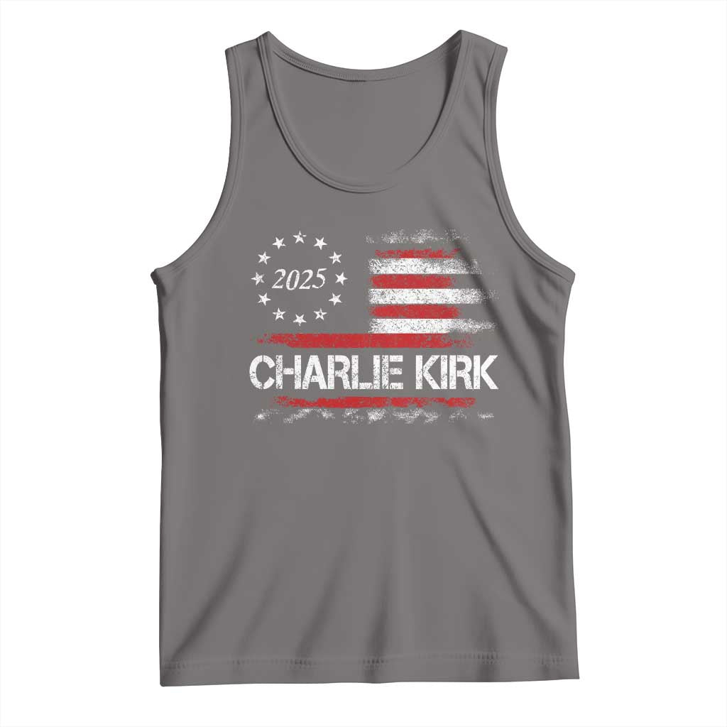 Charlie Kirk 2025 Tank Top Freedom Vintage American Flag - Wonder Print Shop