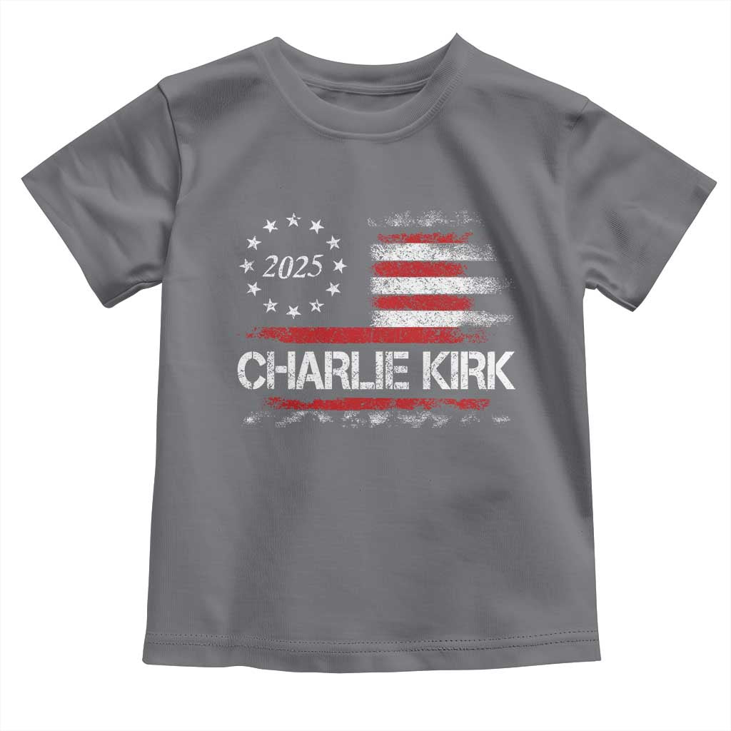 Charlie Kirk 2025 Toddler T Shirt Freedom Vintage American Flag - Wonder Print Shop